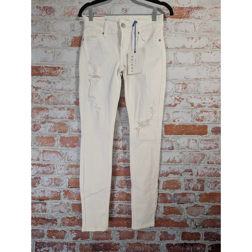 Eunina Mica Skinny Ankle Jeans Women Size 1 White Distressed Low Rise 9350